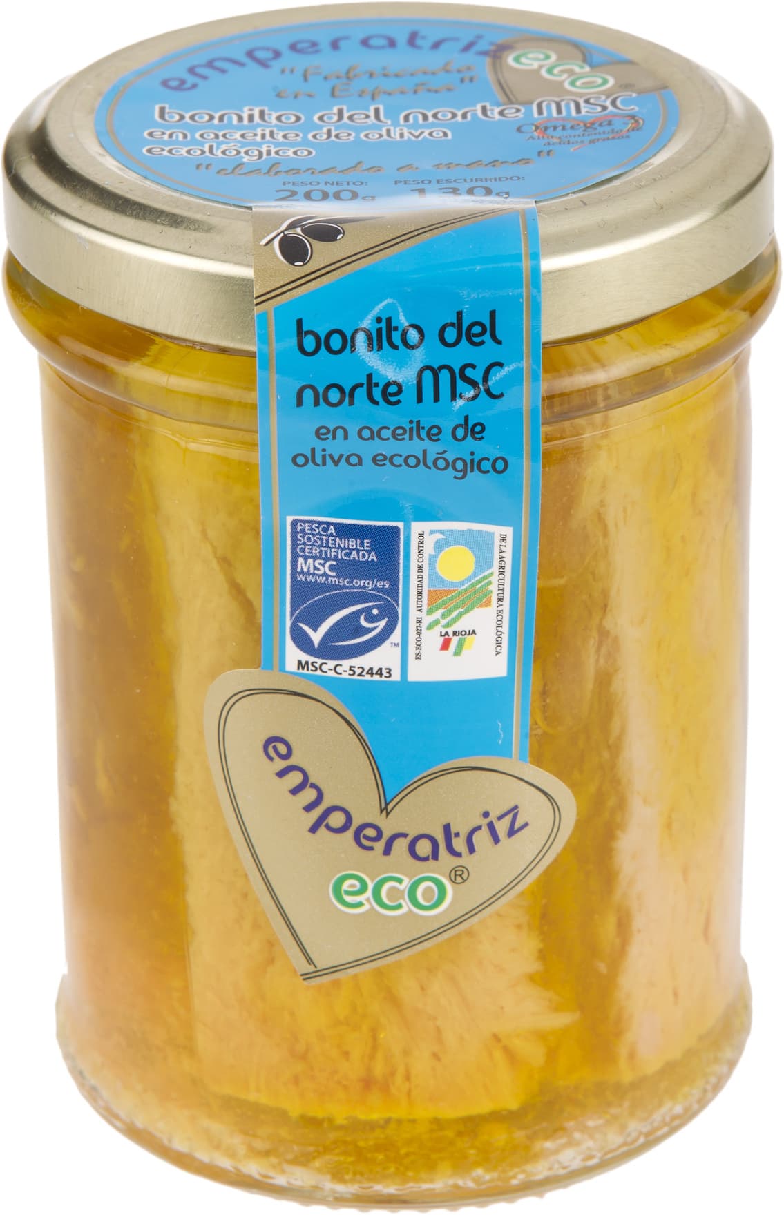 Emperatriz Bonito del norte MSC en aceite de oliva ecológico packshot