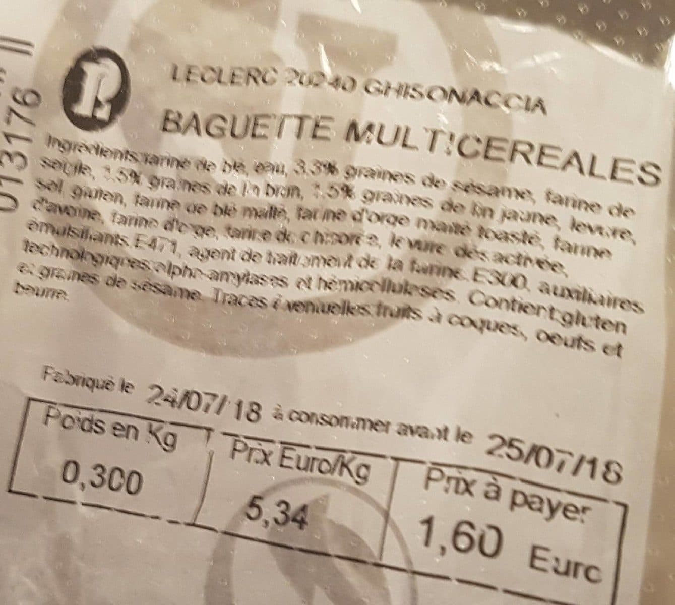 Leclerc Baguette multicéréales packshot