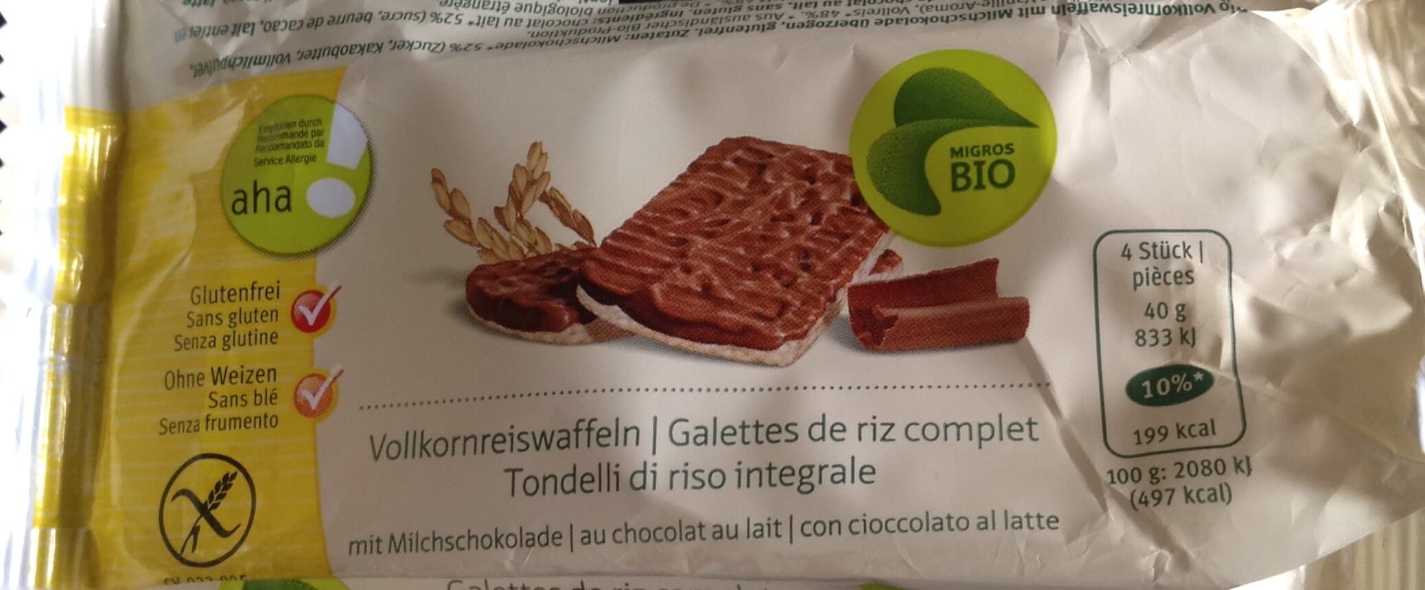 Migros Bio Galettes de riz complet au chocolat au lait packshot