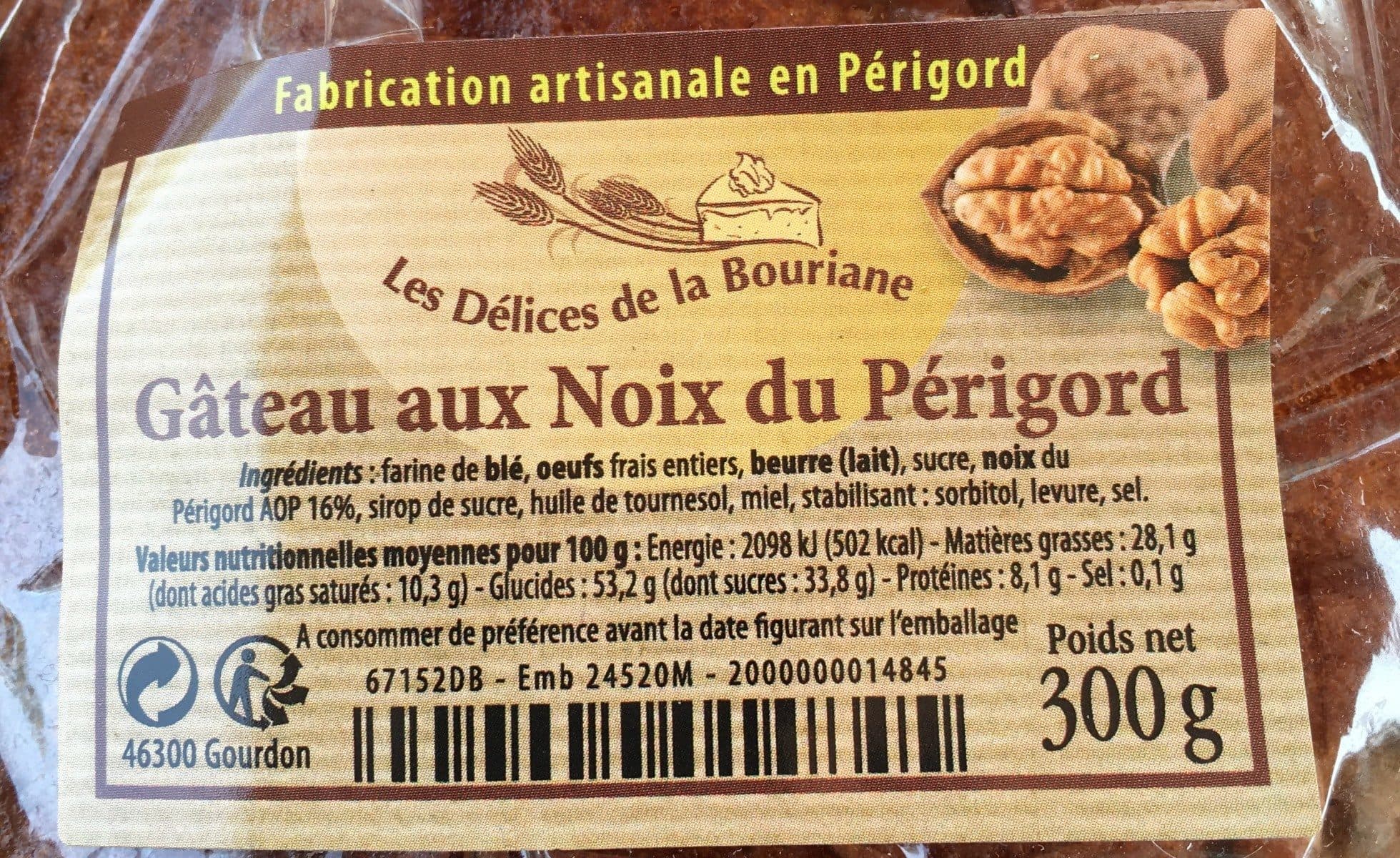 Open Food Facts Gateau au noix du perigord packshot