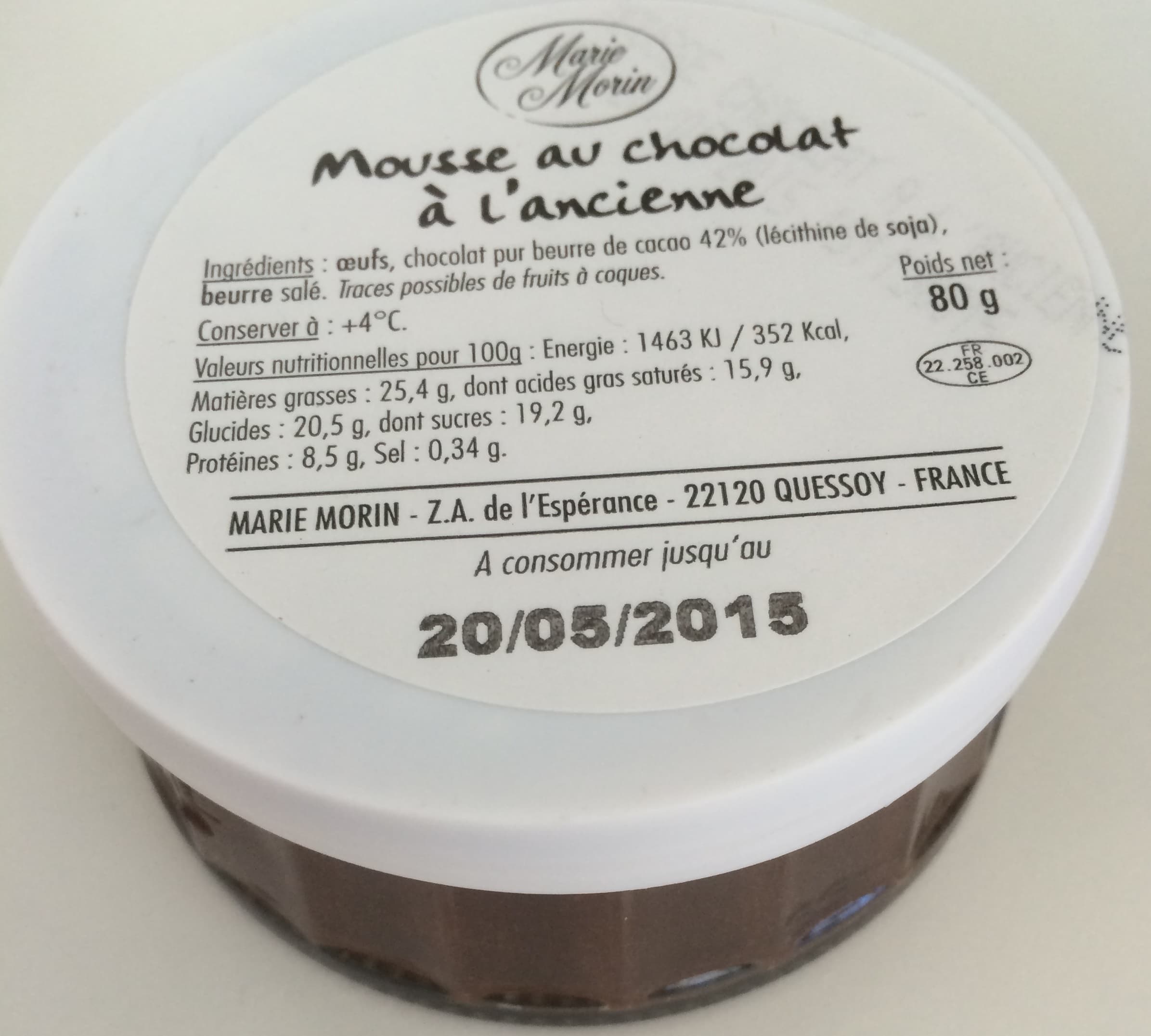 Marie Morin Mousse au chocolat à l'ancienne packshot