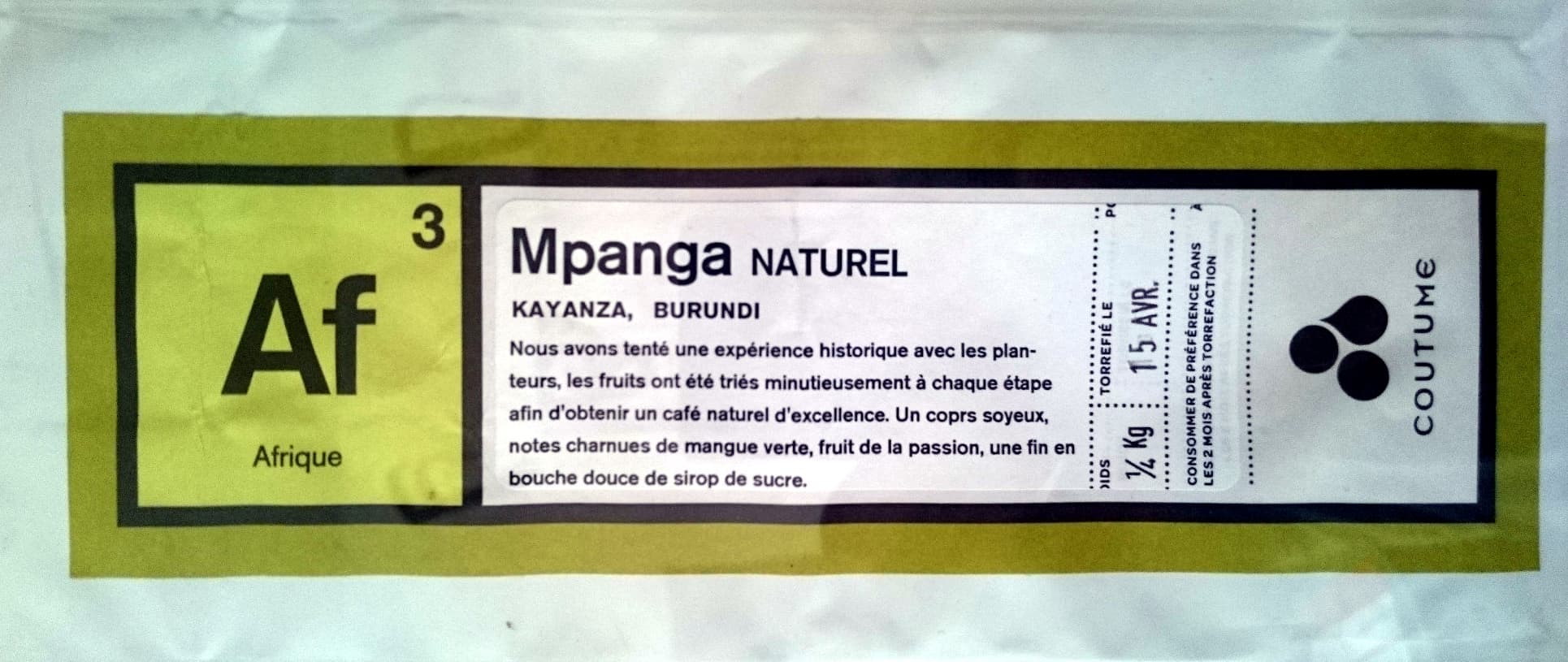 Café Coutume Mpanga Naturel - Café Coutume packshot