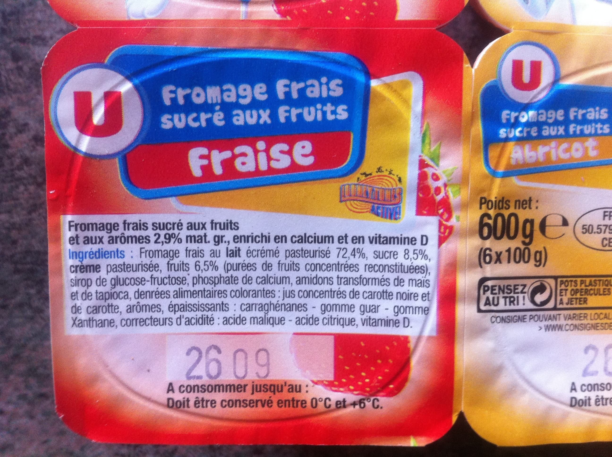 U Fromage frais sucré aux fruits Fraise packshot