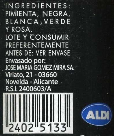 Aldi Pimienta multicolor en grano molinillo packshot