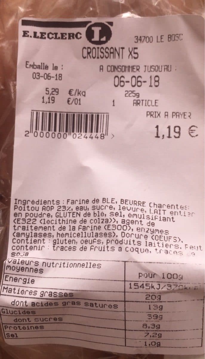 Open Food Facts Croissant 5 packshot