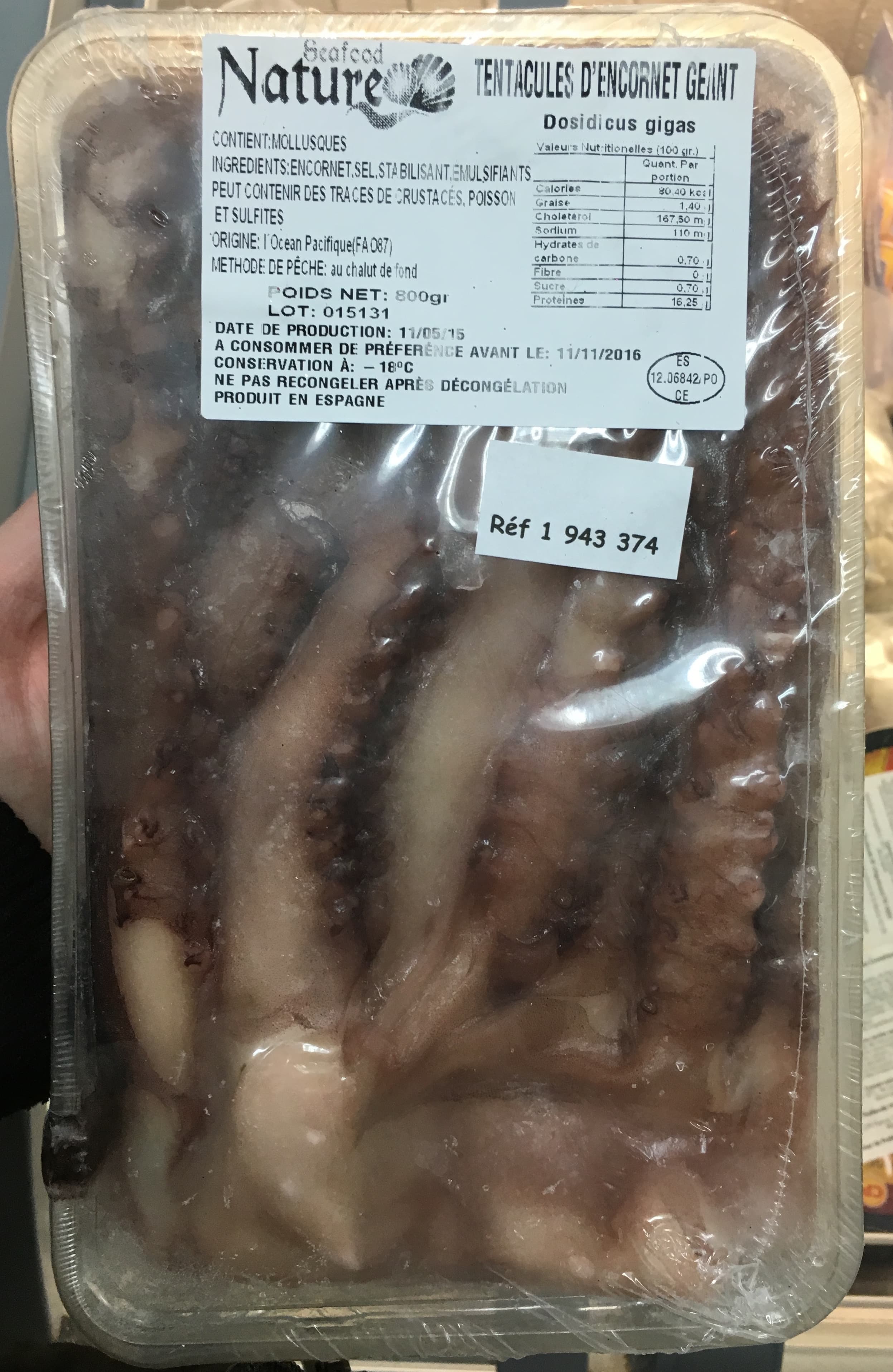 Seafood nature Tentacules d'encornet géant packshot