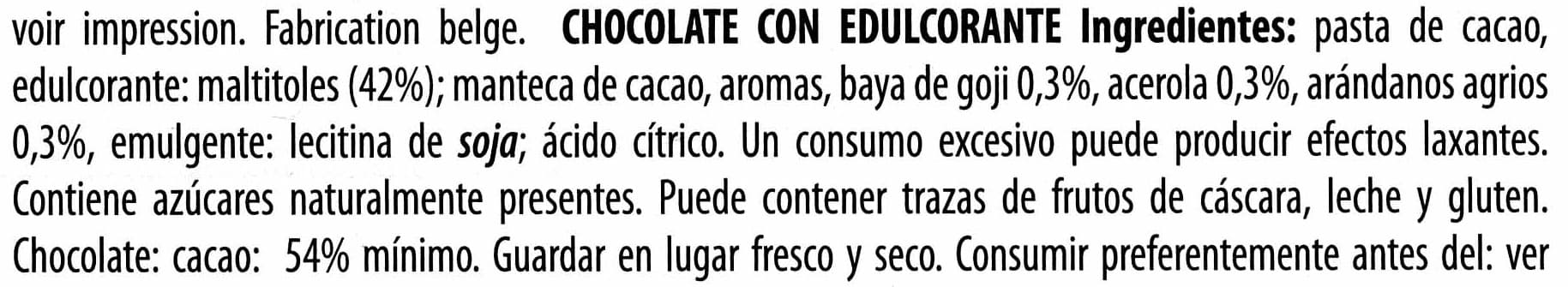 Asia Green Garden Chocolate negro con edulcorantes con frutas 54% cacao packshot