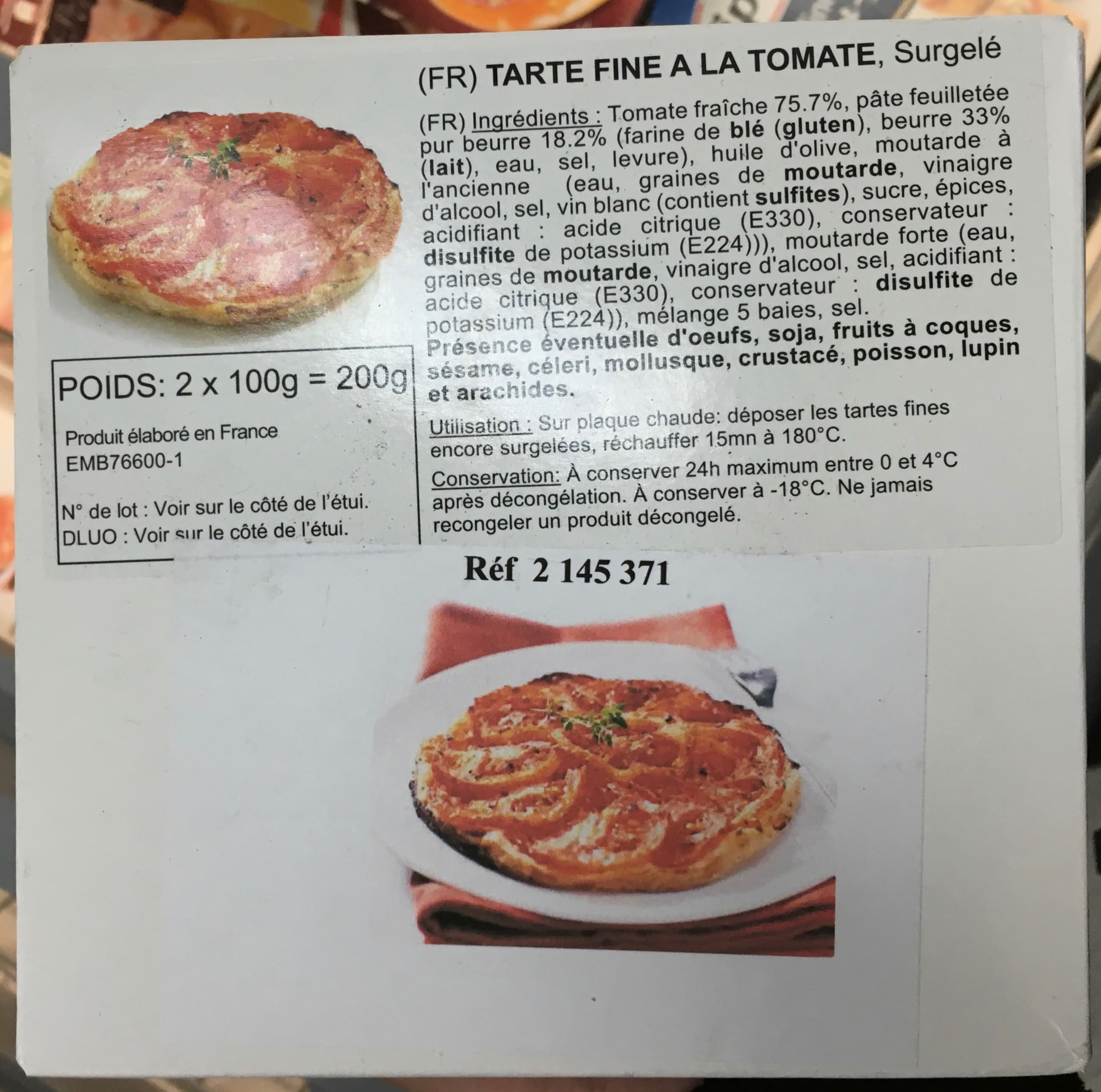 Sans marque Tarte fine à la tomate packshot