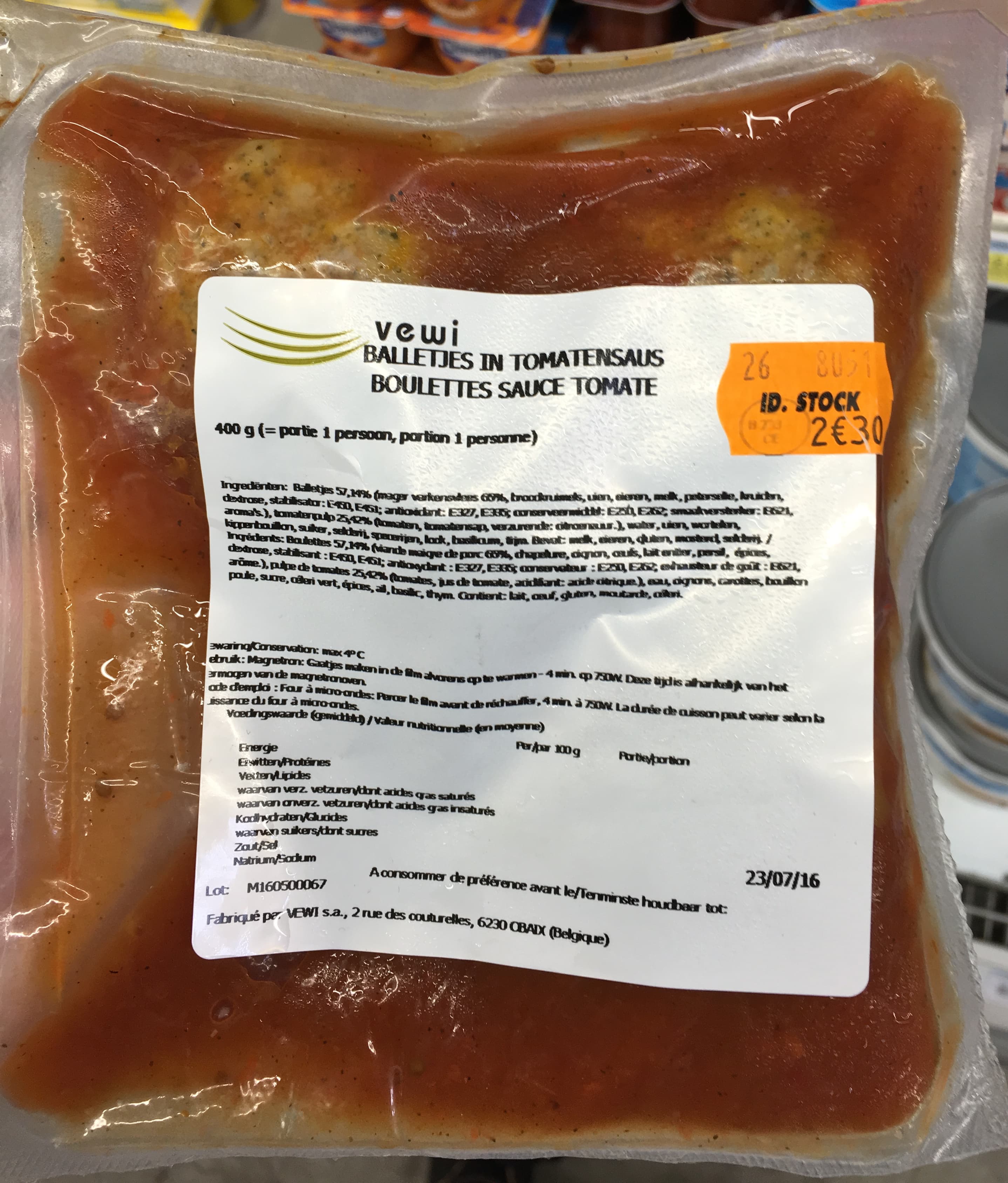 Vewi Boulettes sauce Tomate packshot