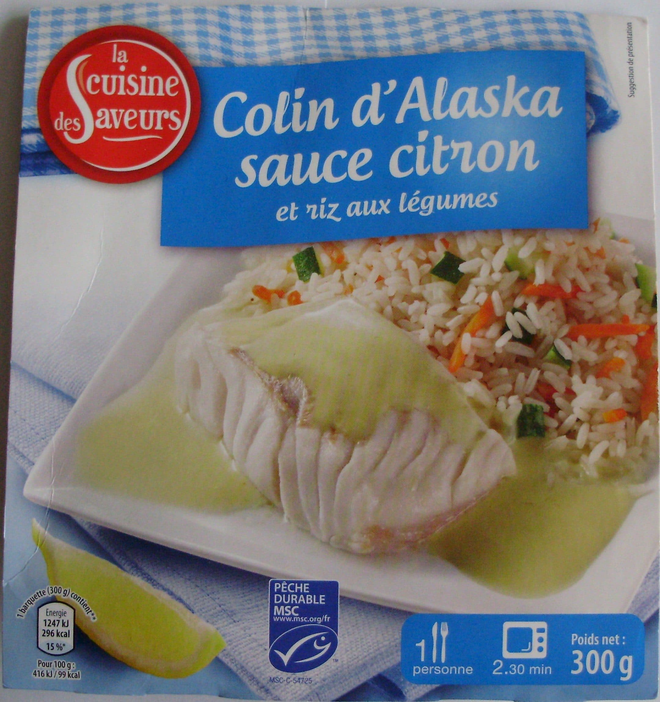 Aldi Colin d'Alaska sauce citron et riz aux légumes packshot