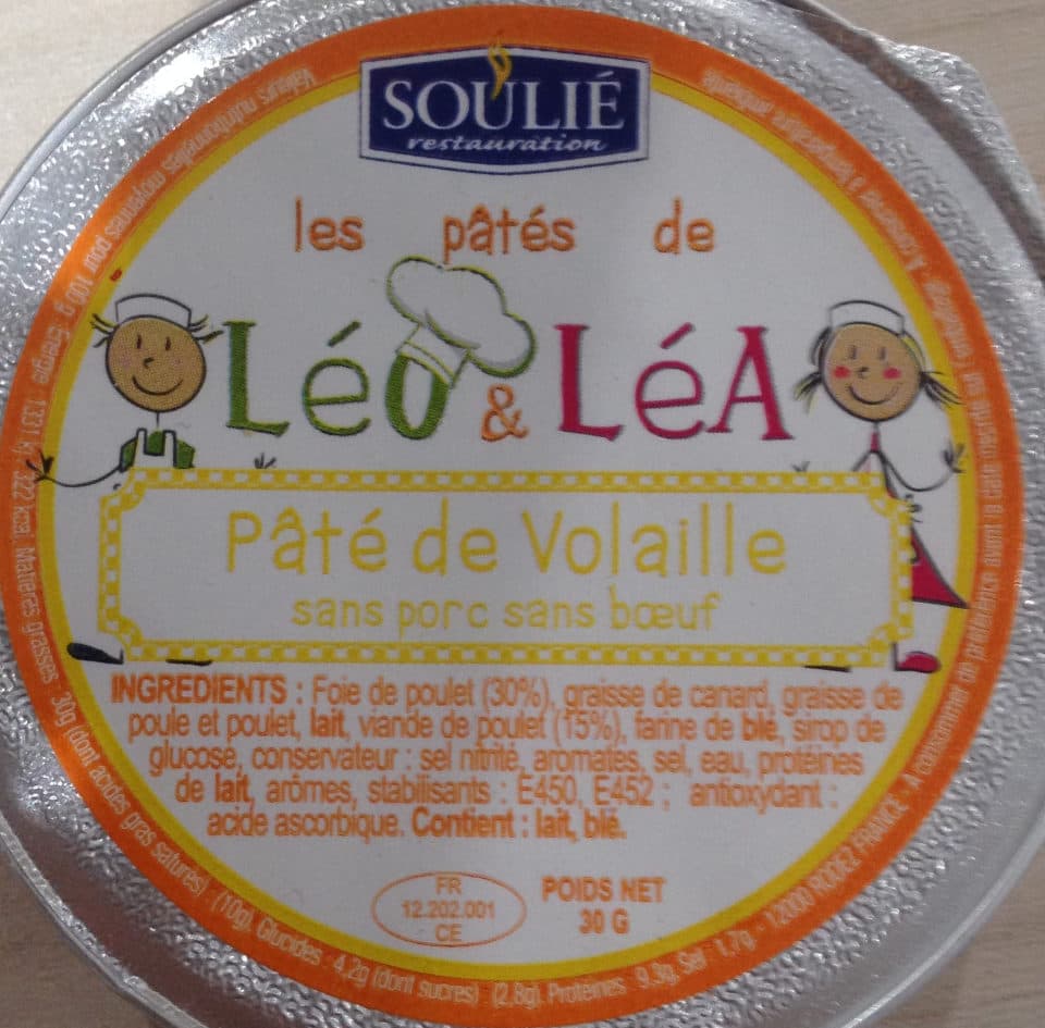 Les pâtés de Léo & Léa Les pâtés de Léo & Léa Pâté de Volaille sans porc sans boeuf packshot