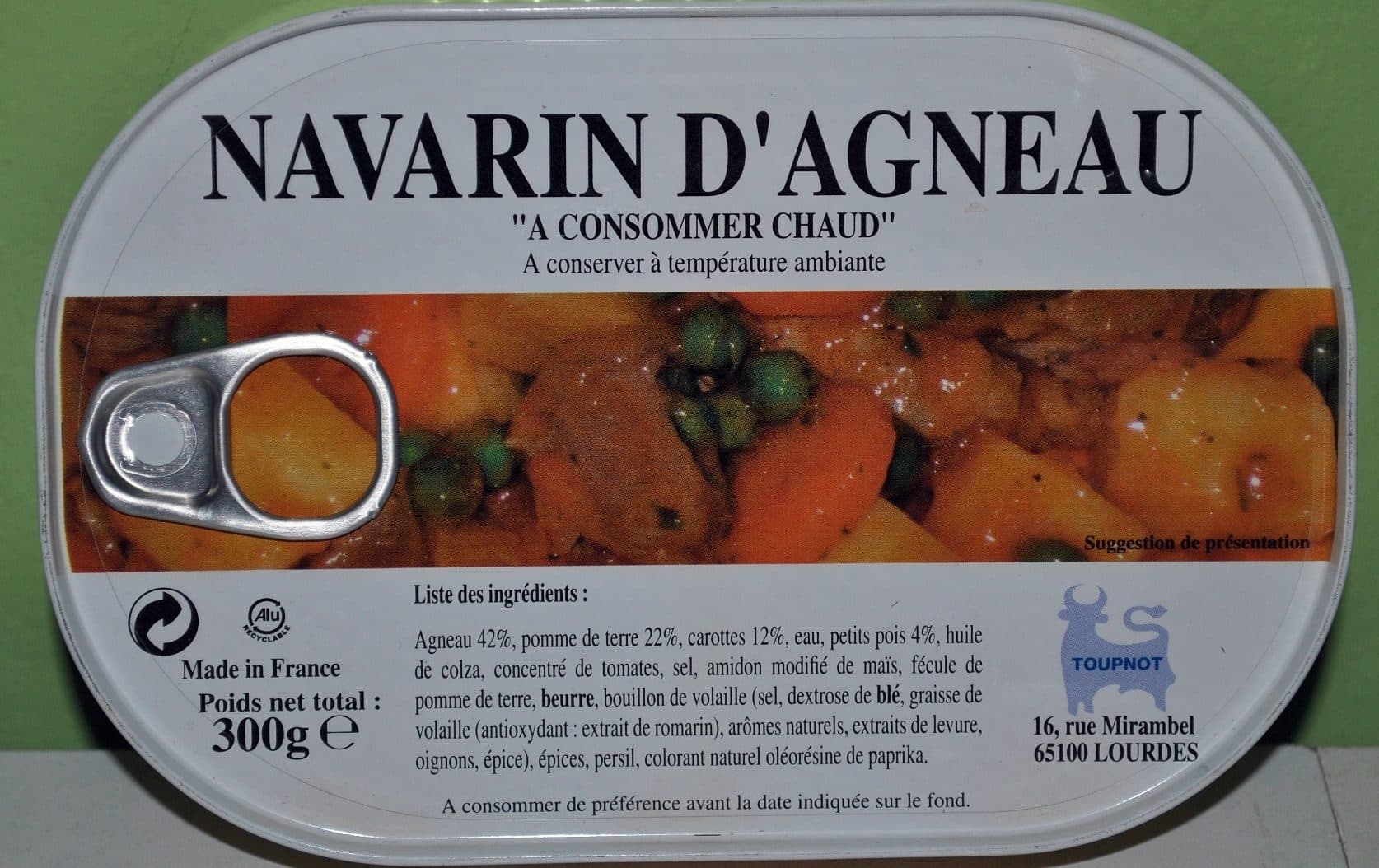 Toupnot Navarin d'Agneau packshot