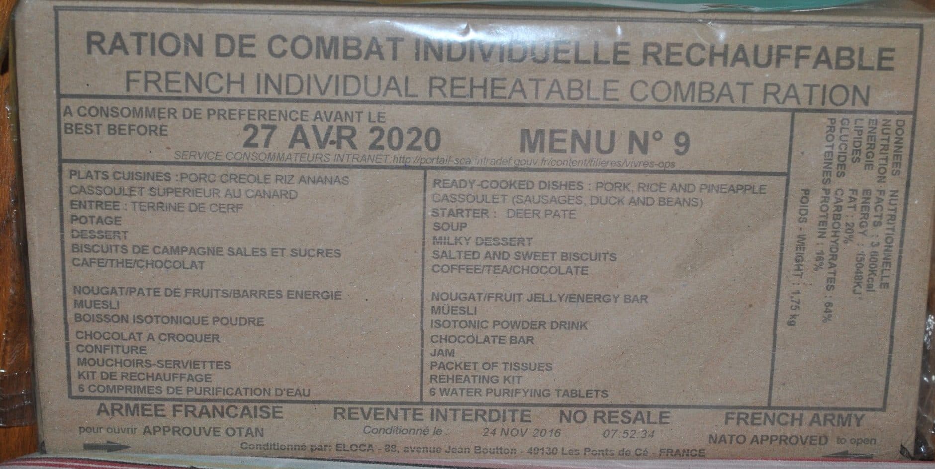 Eloca RCIR - Menu N° 9 - Eloca - 1 unité packshot