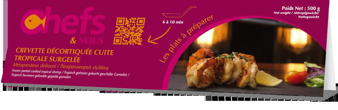 Chefs&Nous Crevette décortiquée cuite tropicale surgelée packshot