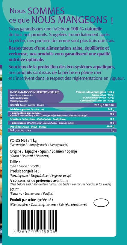 Chefs&Nous Morue dessalée surgelée packshot