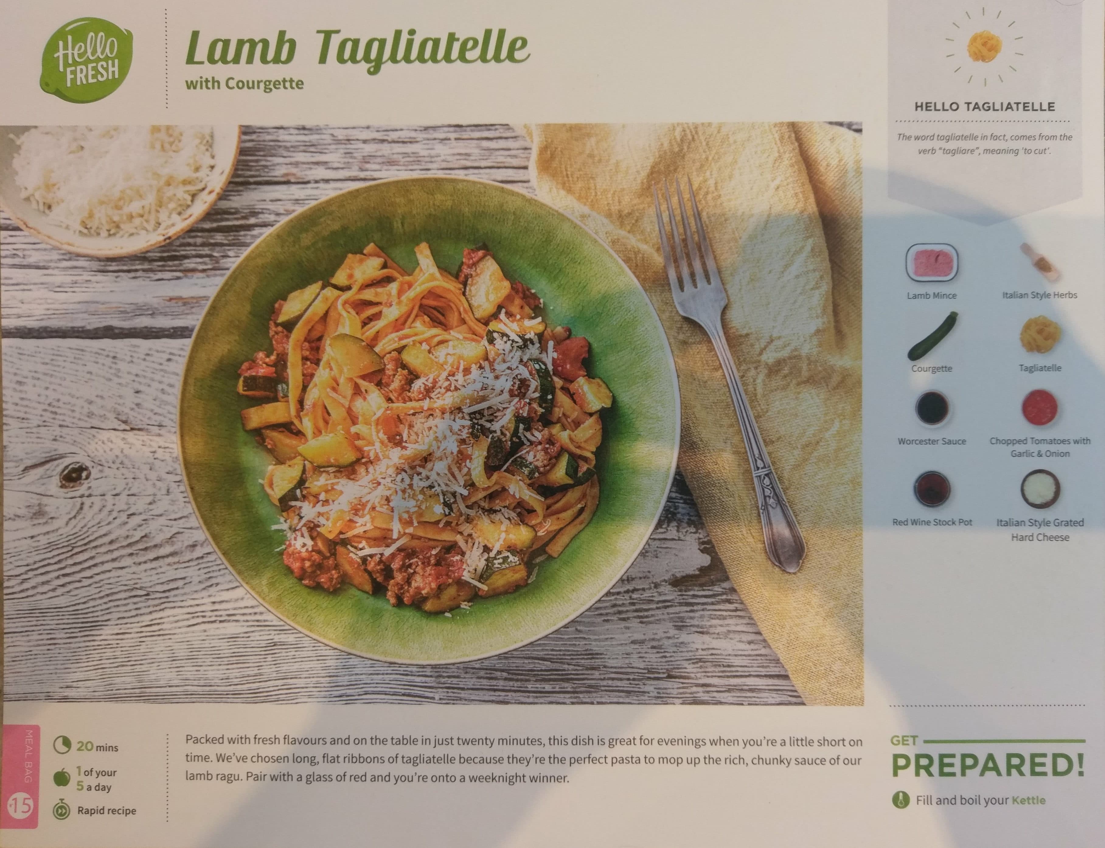 Hello Fresh Lamb Tagliatelle with Courgette packshot