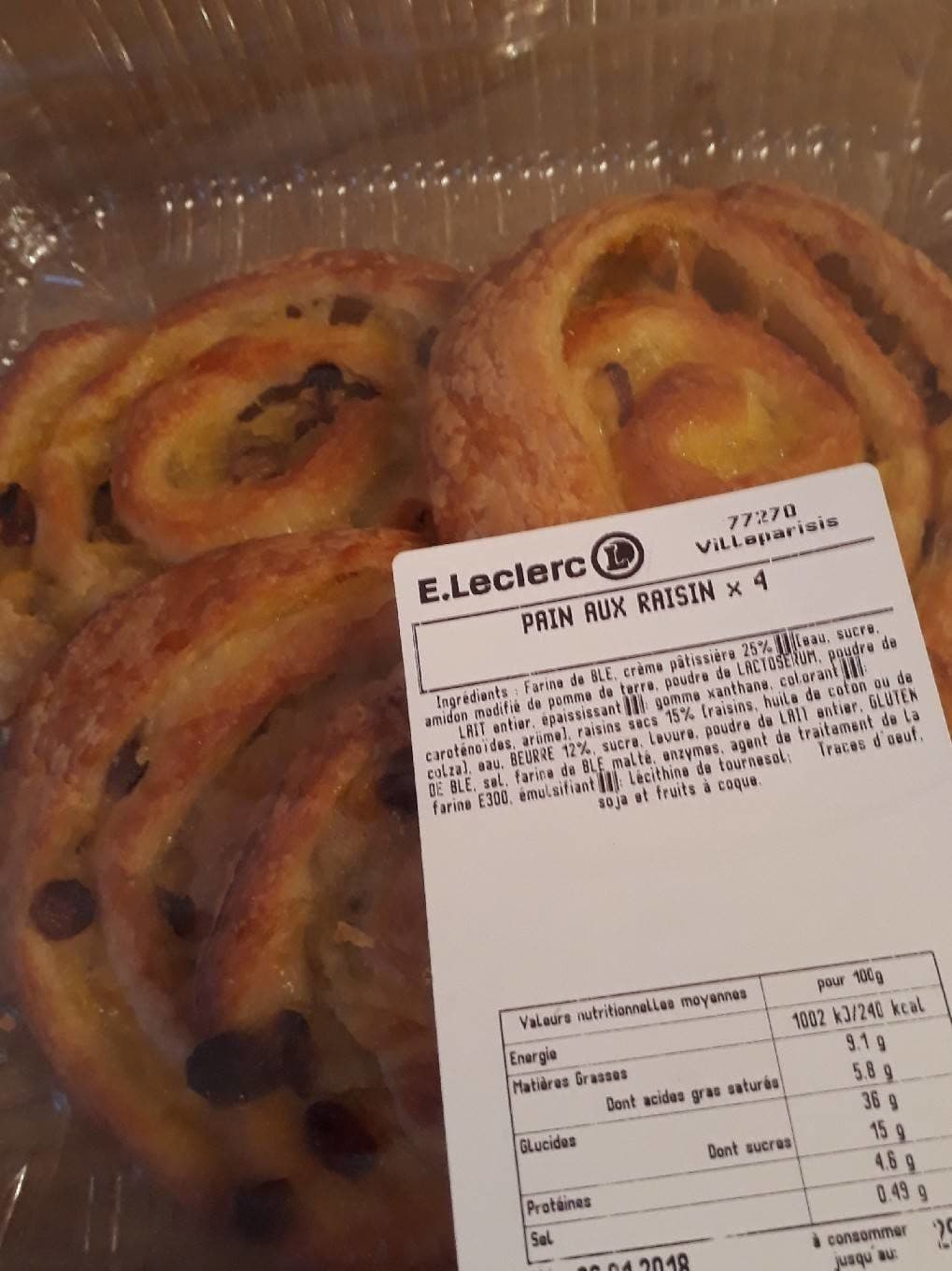 Leclerc Pains aux raisins packshot