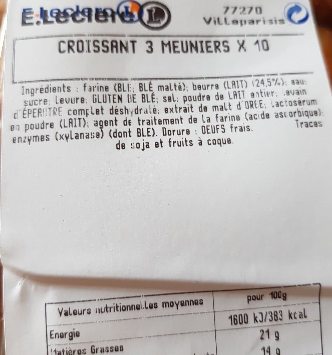 Leclerc Croissant 3 meuniers ×10 packshot