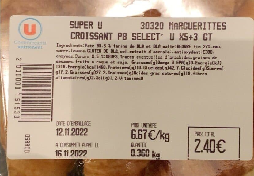 Super U Croissants packshot