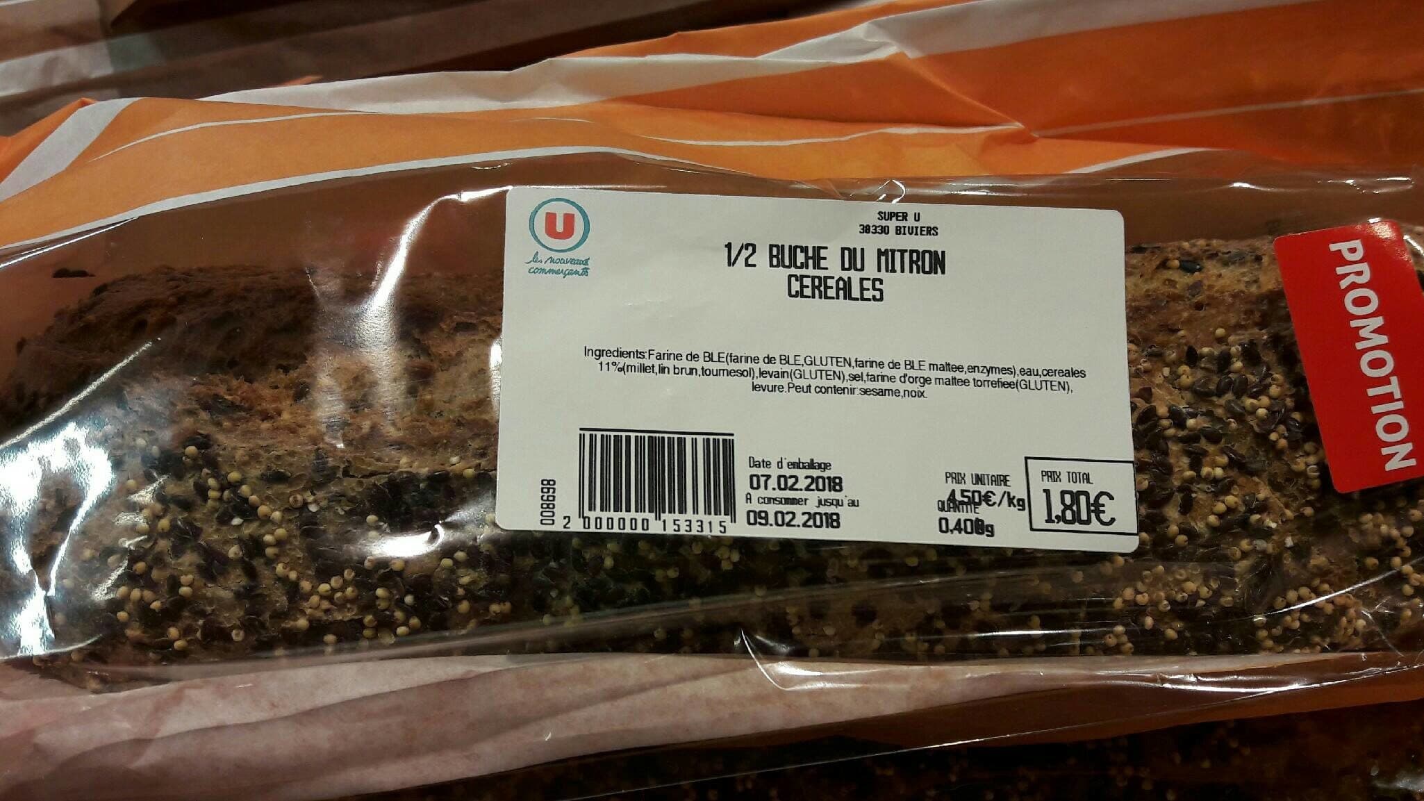 U 1/2 bûche du micron aux céréales packshot