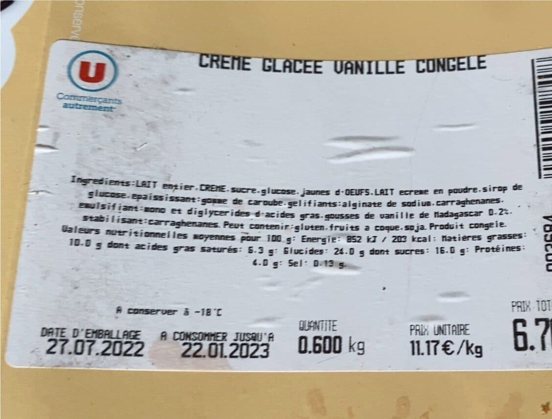 Open Food Facts Crème glacée vanille packshot