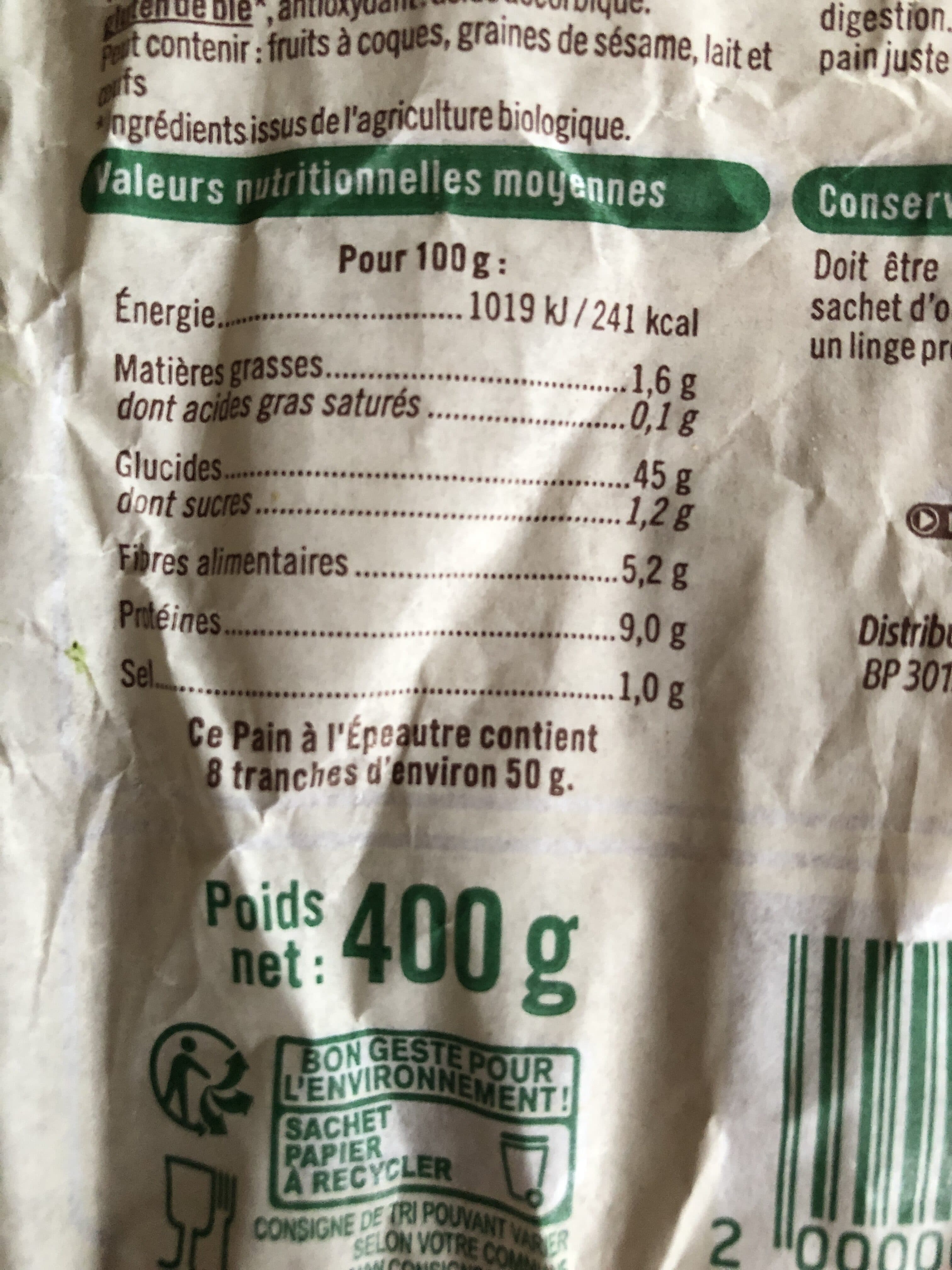 U Traiteur Pain epautre packshot