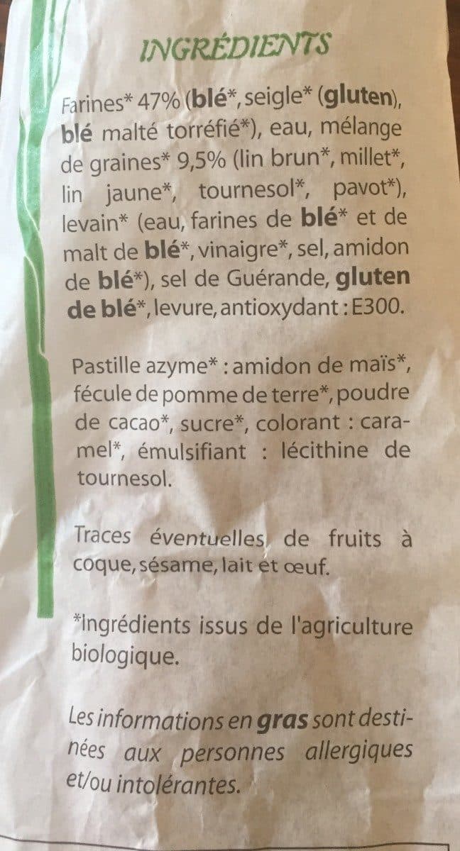 Open Food Facts Baguette aux cereales biologiques packshot