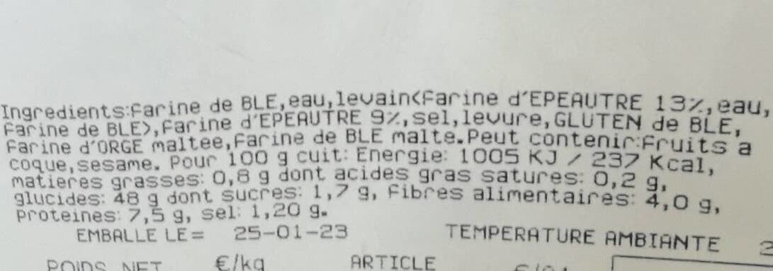 Super U Pain miche à l'épeautre packshot