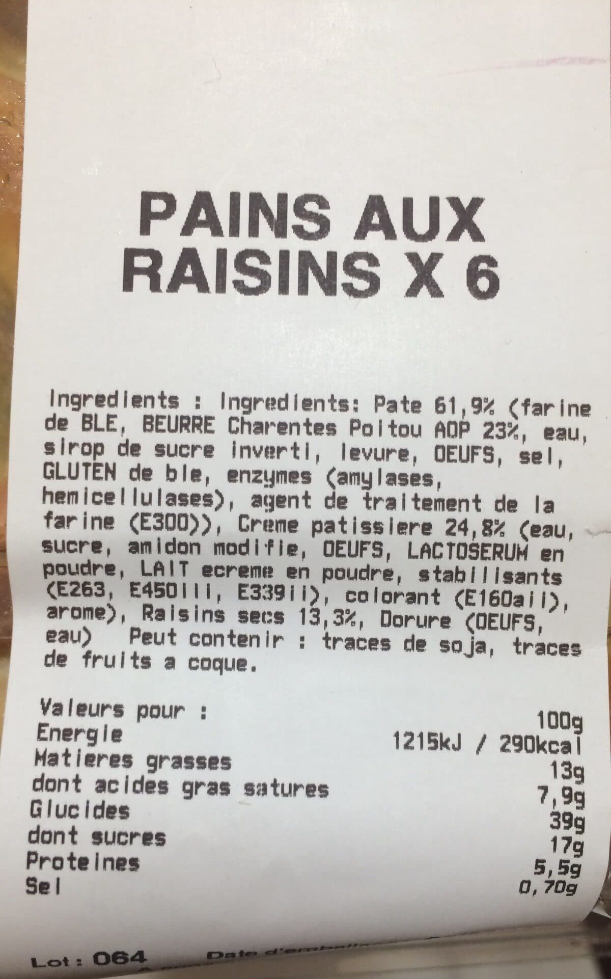 Open Food Facts Pains au raisins x6 packshot