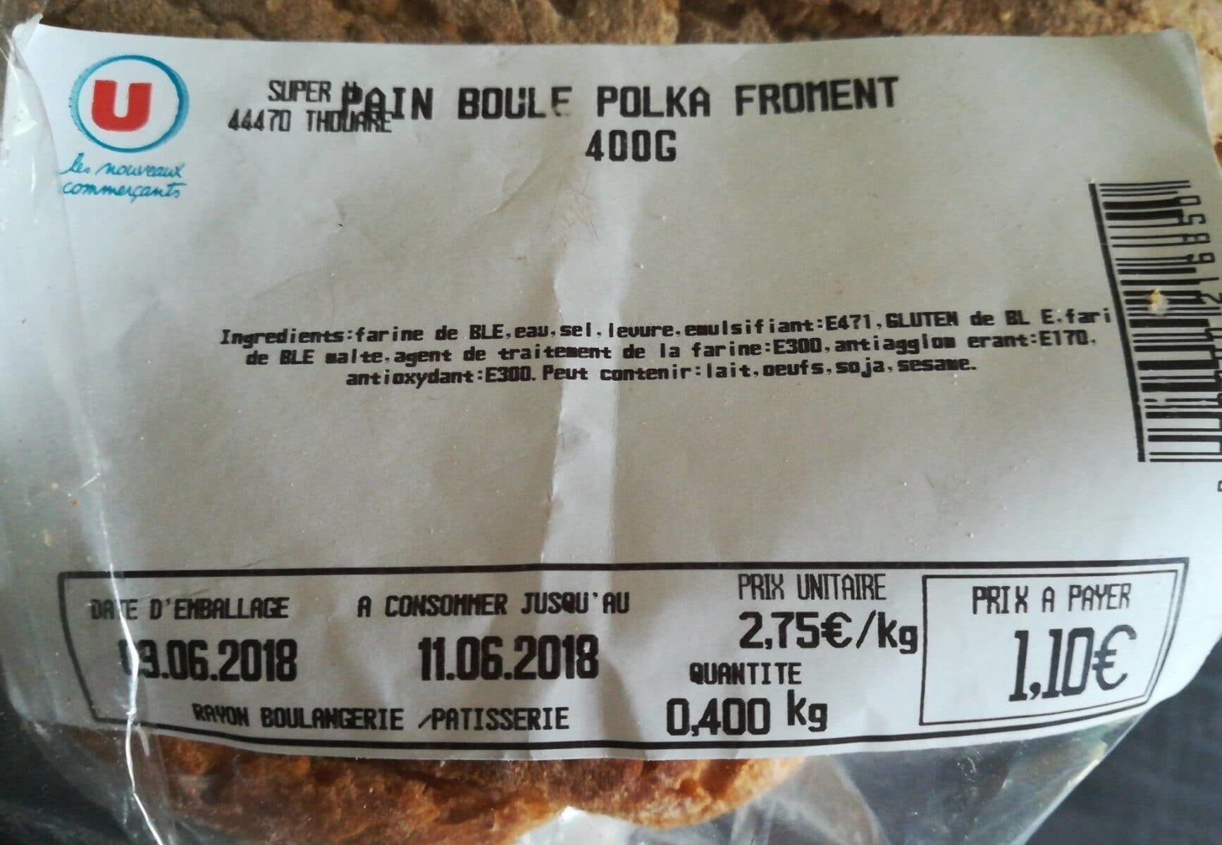Open Food Facts Pain Boule Polka Froment 400g packshot