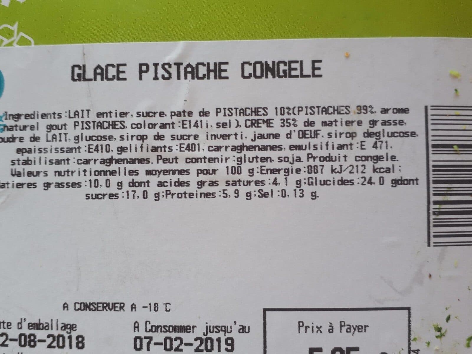 Open Food Facts Glace pistache packshot