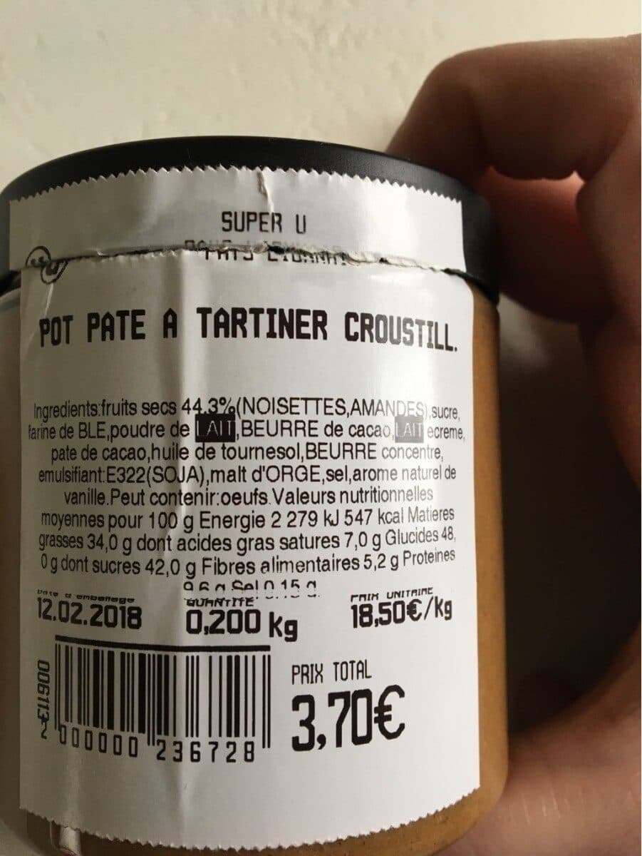 Open Food Facts Pate a tartiner croustillante packshot