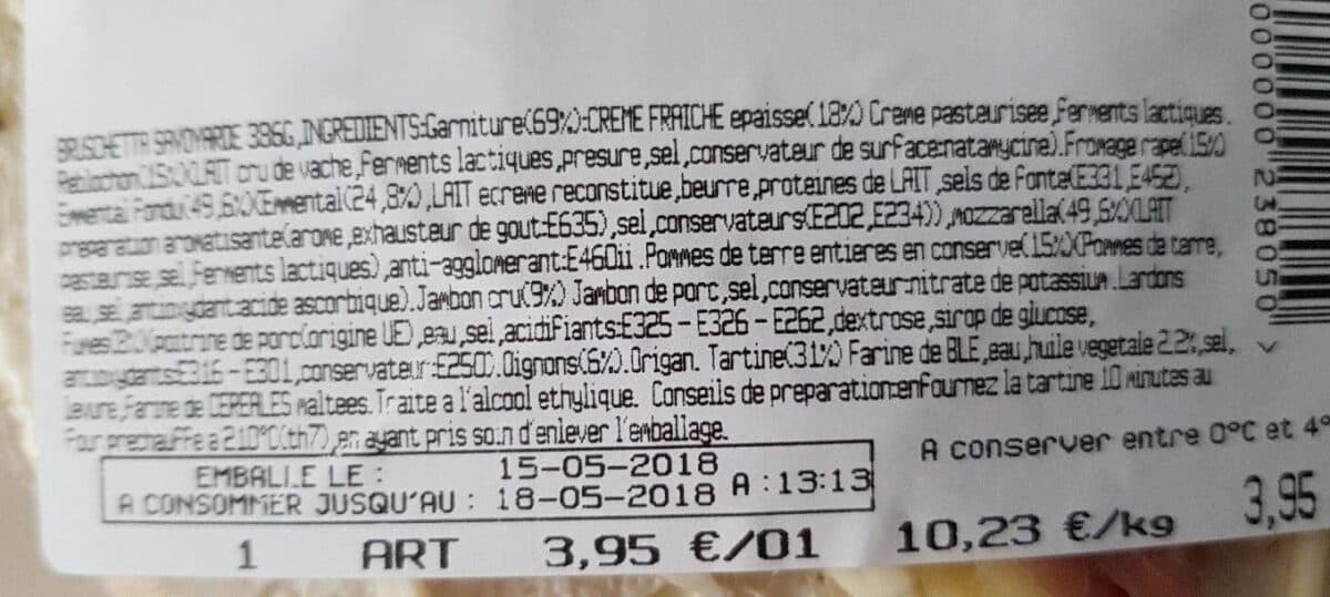 Open Food Facts Bruschetta savoyarde packshot