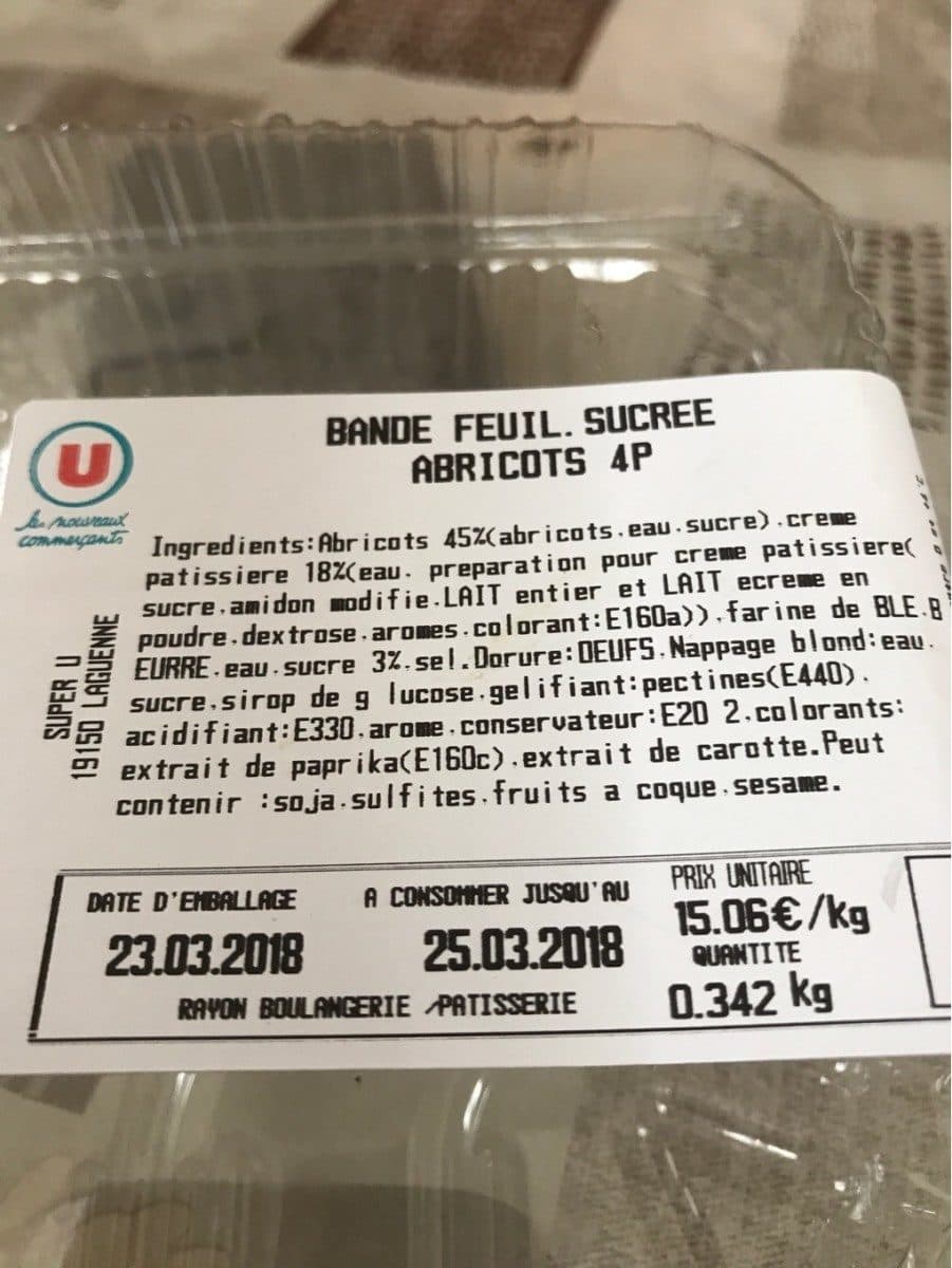Open Food Facts Bande feuilletee sucree abricots 4P packshot