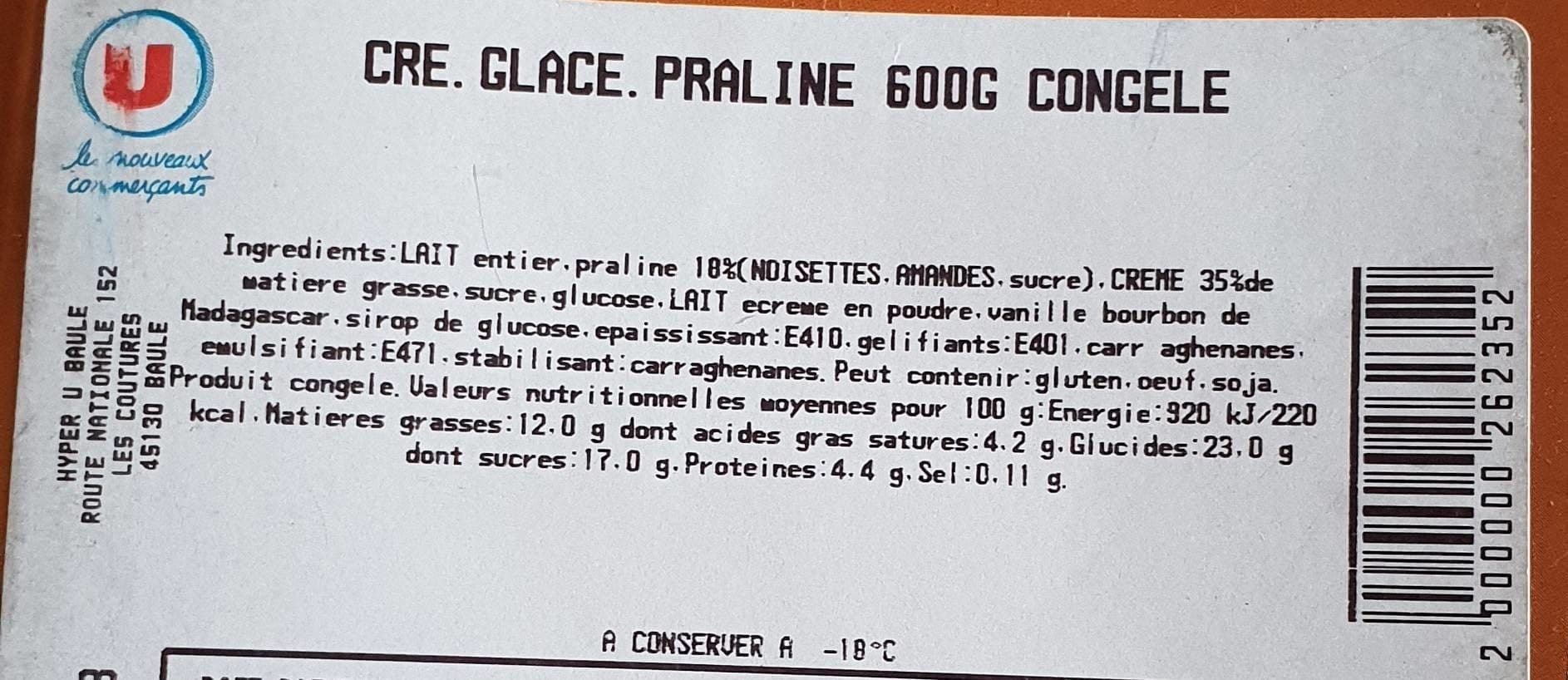 Open Food Facts Crème glacée praliné noisette packshot