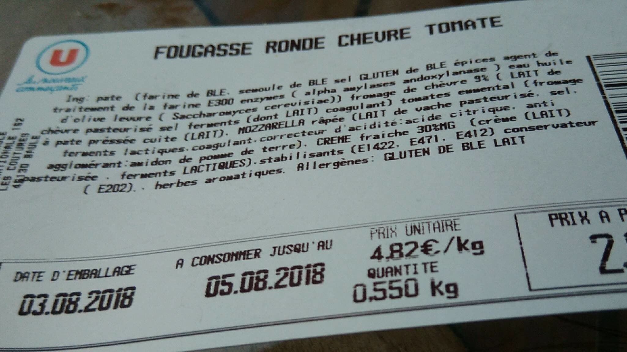 Hyper U Fougasse ronde chèvre tomate packshot