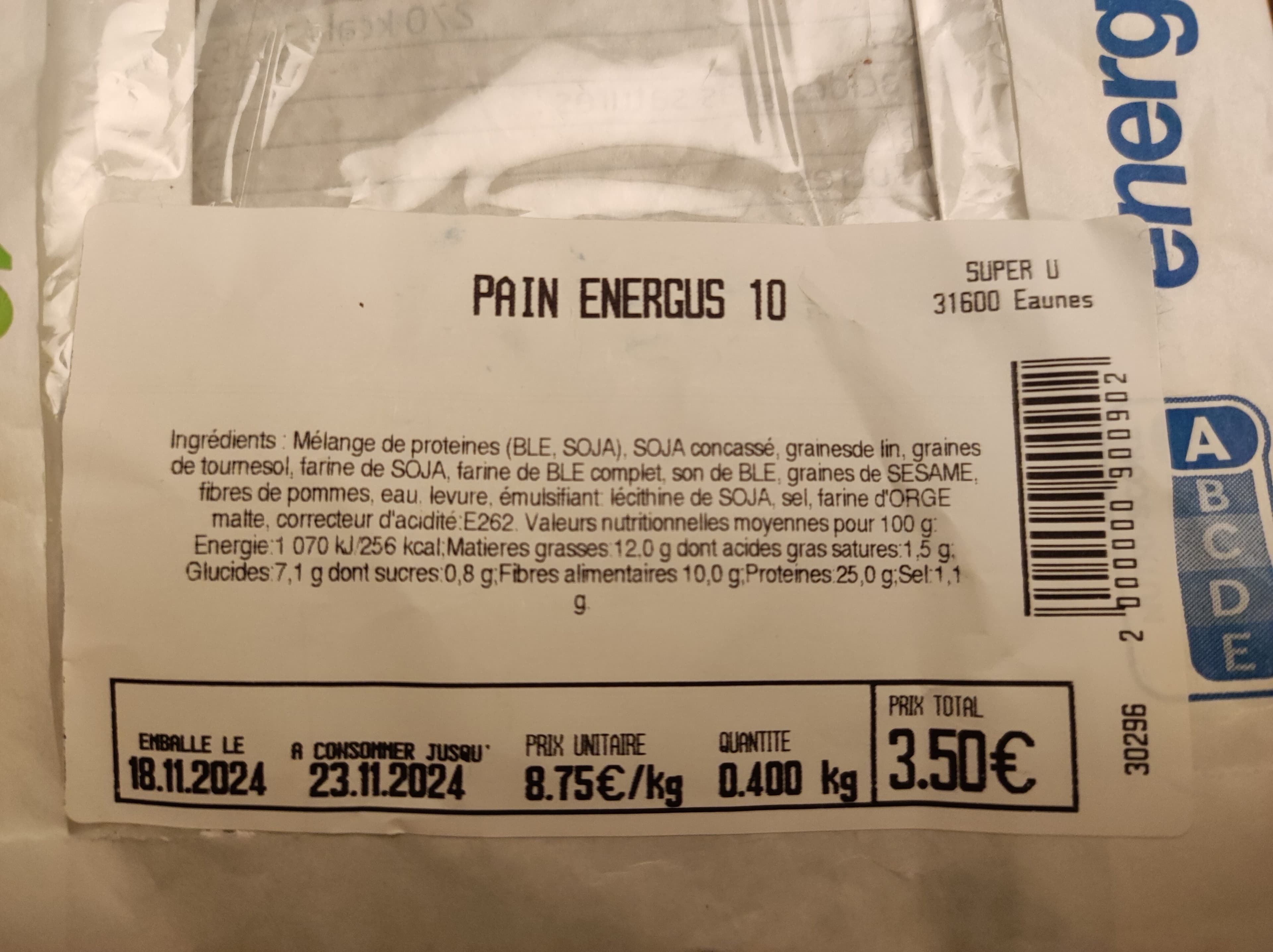 Open Food Facts Pain Energus 10 packshot