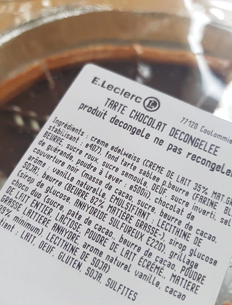 Open Food Facts Tarte chocolat decongeleé packshot