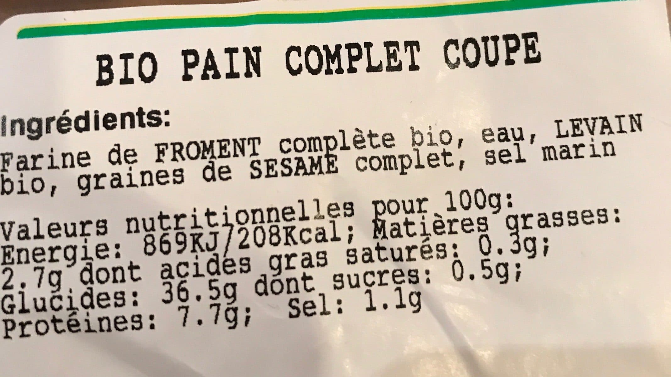 Open Food Facts Bio pain complet packshot