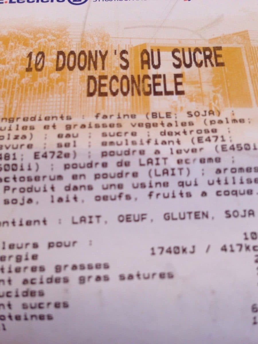 Open Food Facts Doony' s au sucre decongele packshot