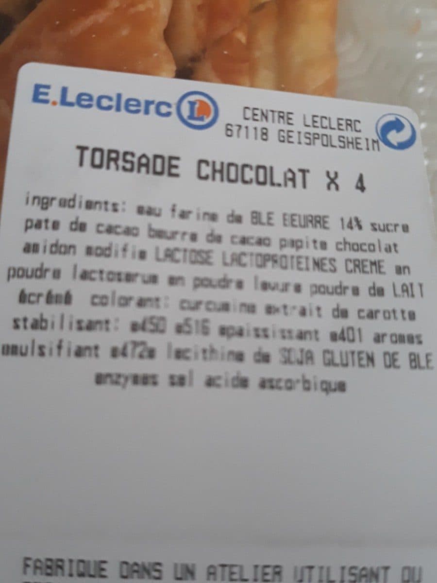 Leclerc Torsade chocolat packshot