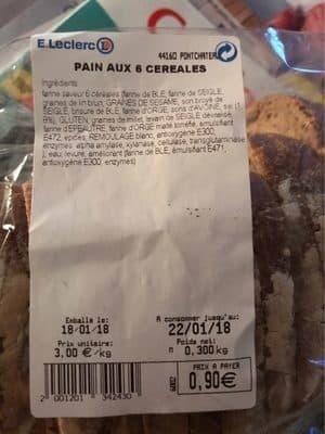 Leclerc Pain aux 6 céréales packshot