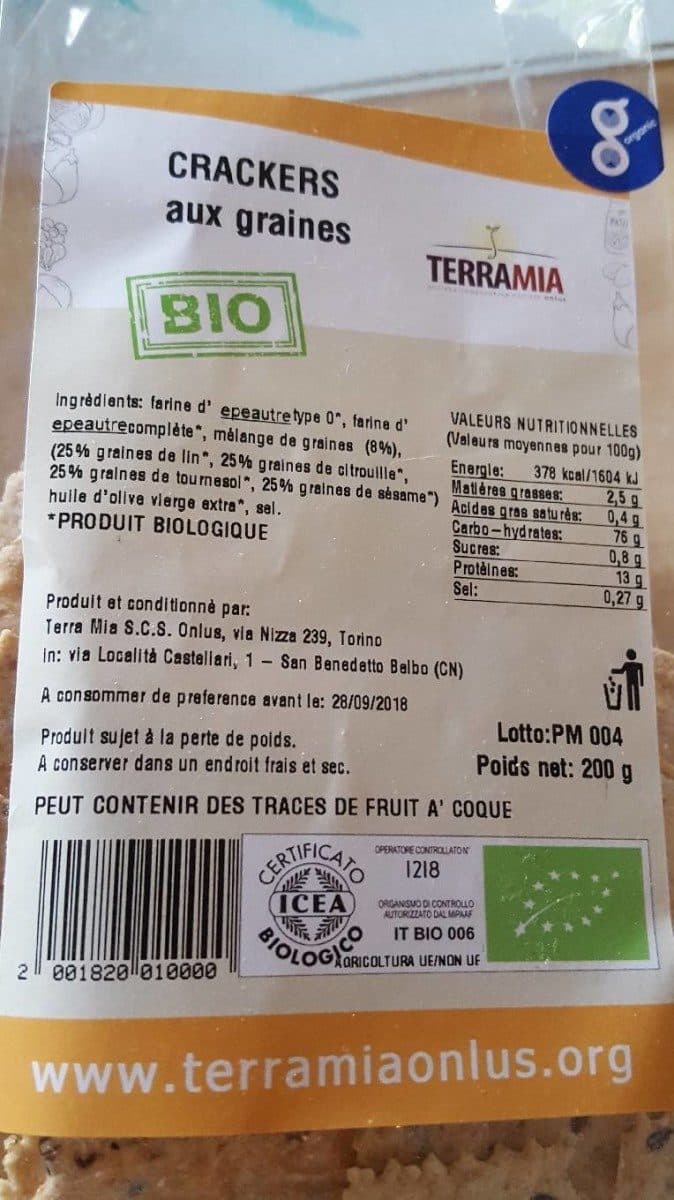Open Food Facts Crackers aux graines BIO packshot