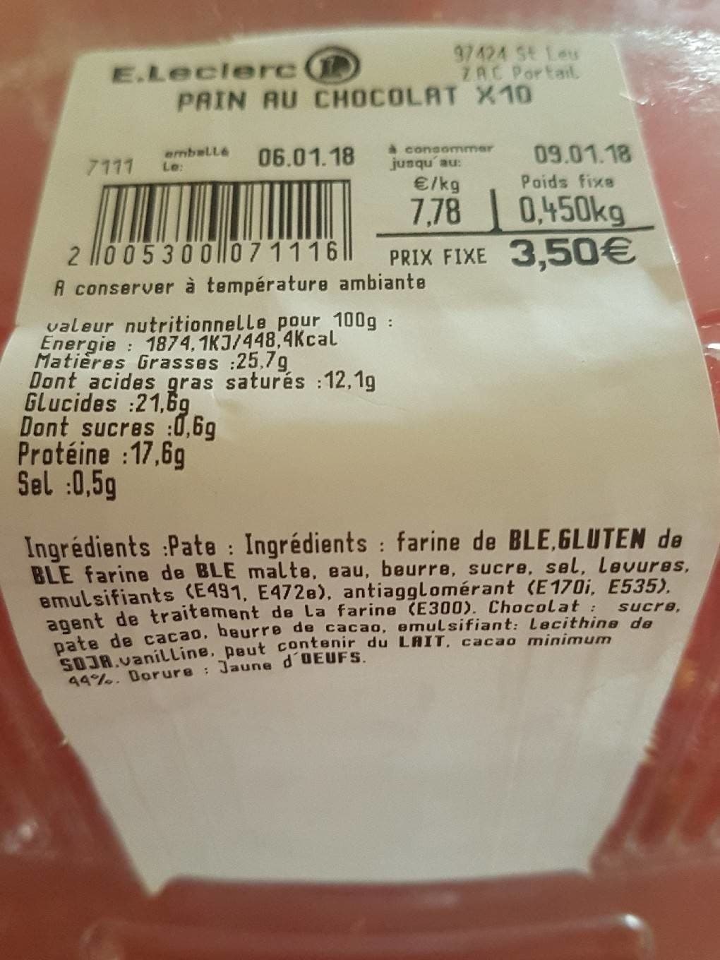 E.Leclerc Pain au chocolat ×10 packshot