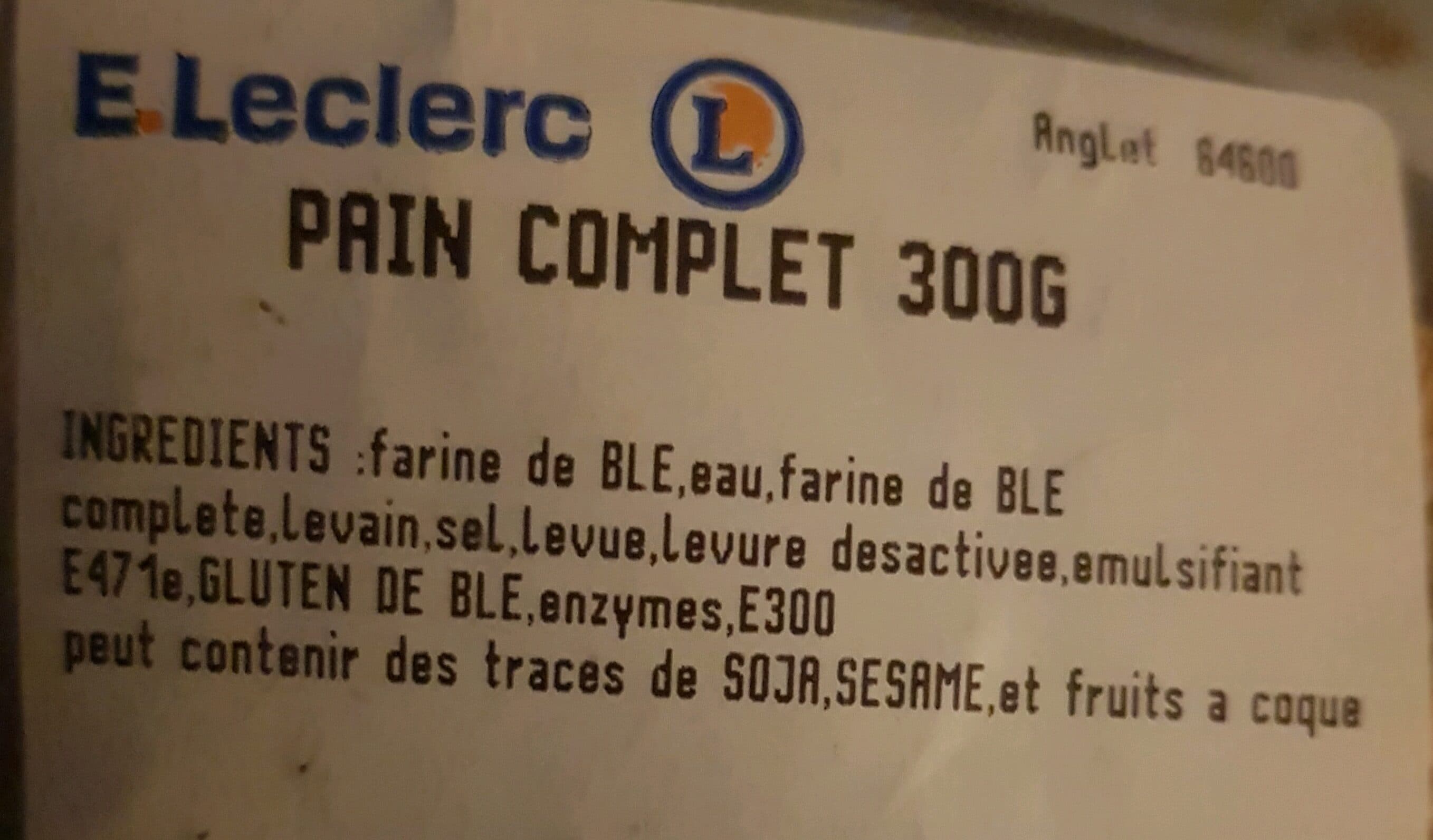 Leclerc Pain complet 300G packshot