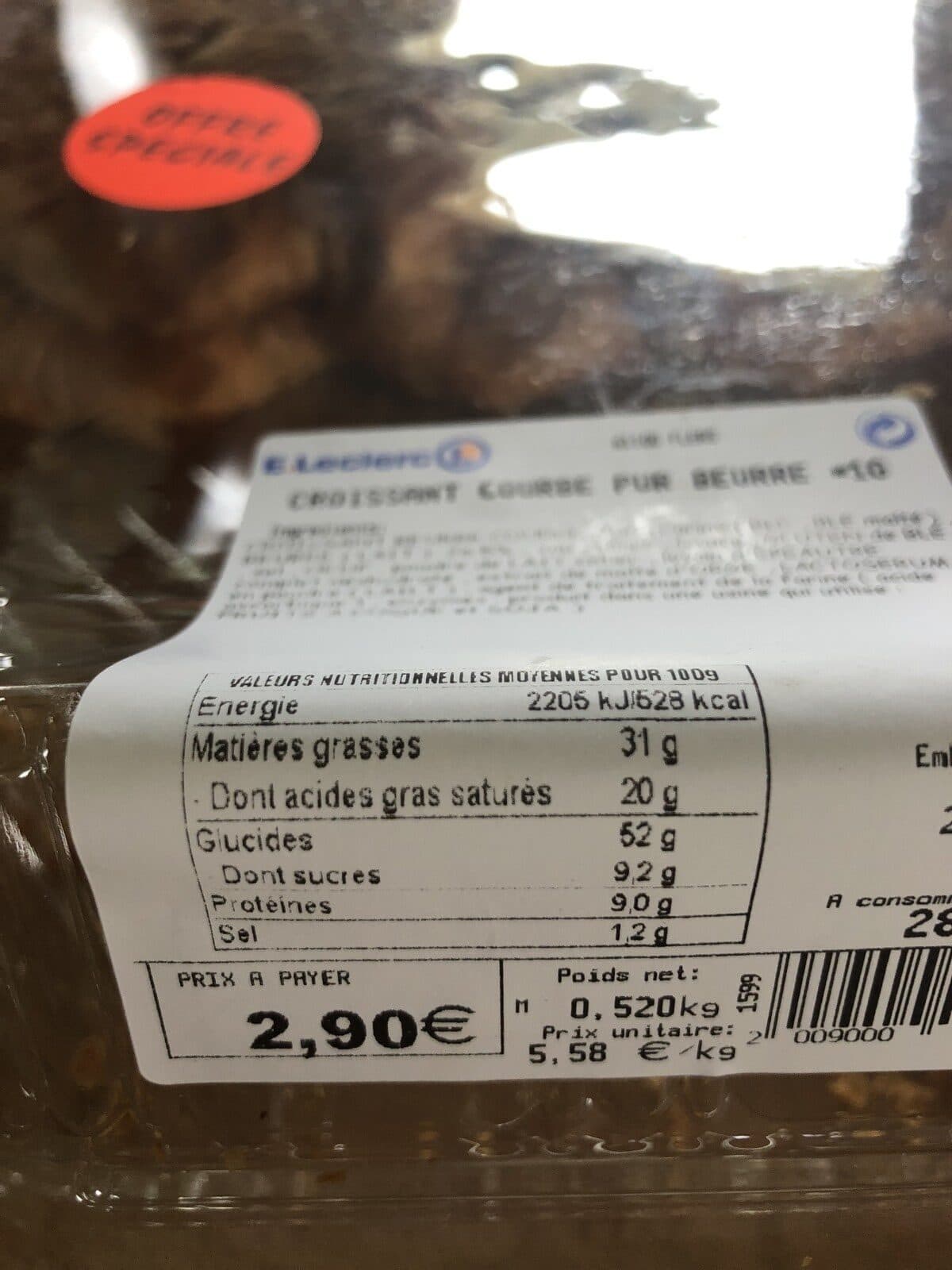 Open Food Facts Croissant courbe pur beurre packshot