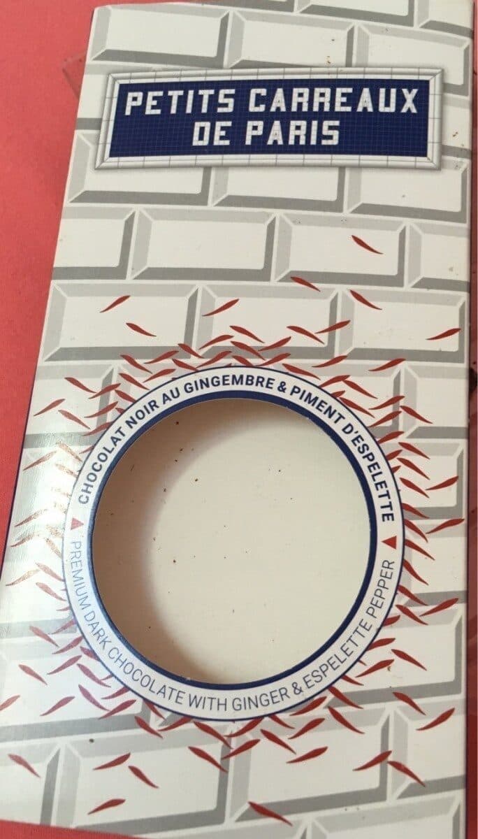 Petits Carreaux de Paris Chocolat noir gingembre piment d'espelette packshot