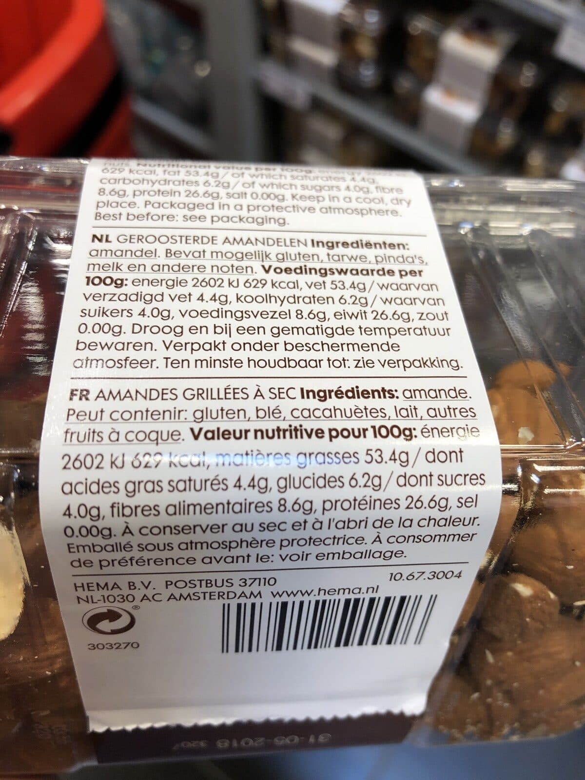 Hema Amandes grillées à sec packshot