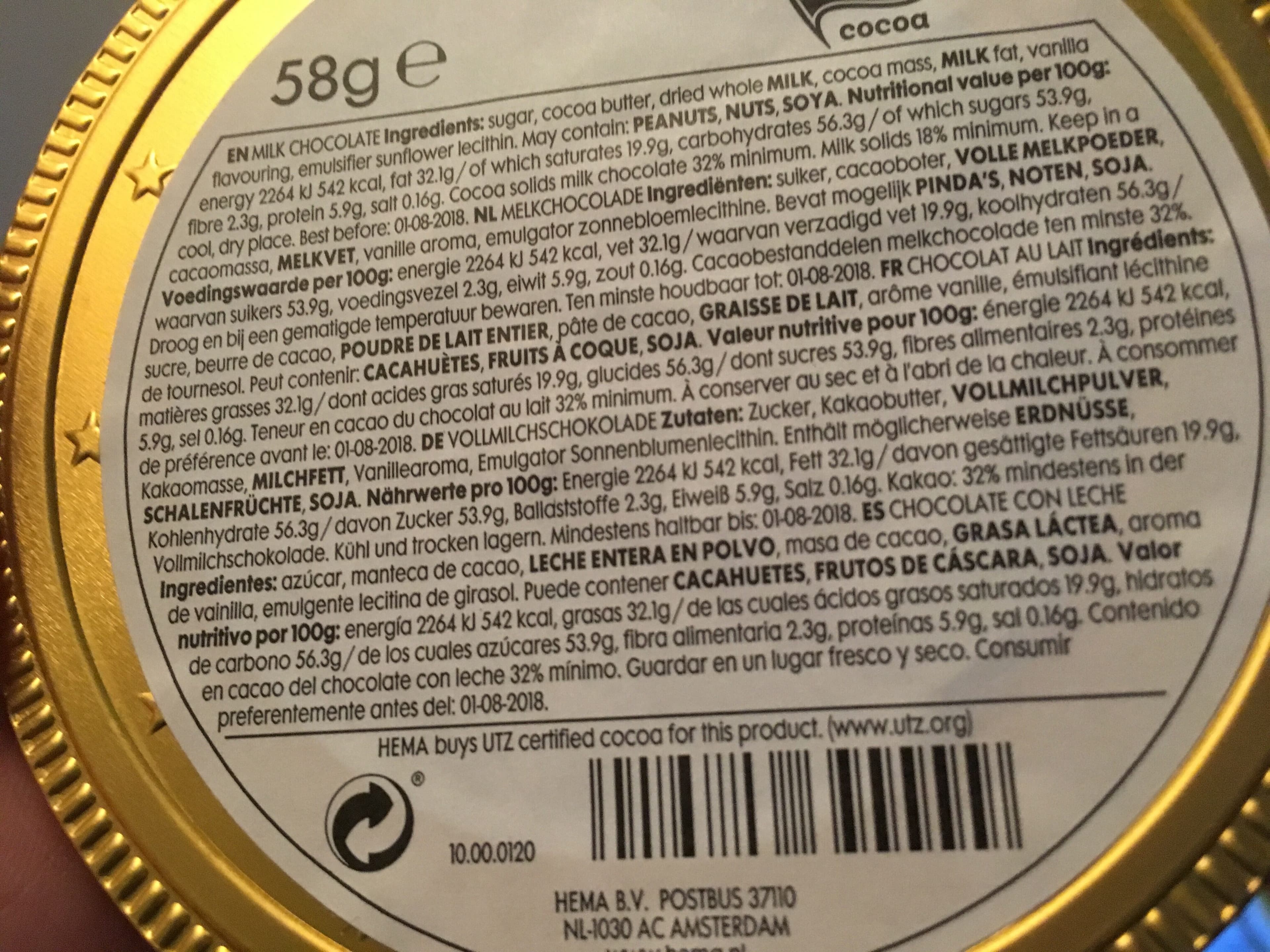 Hema Piece chocolat au lait packshot
