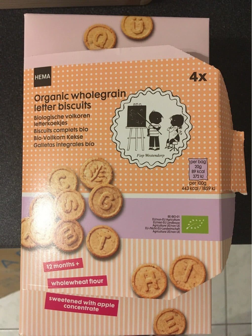 Hema Organic wholegrain letter biscuits packshot